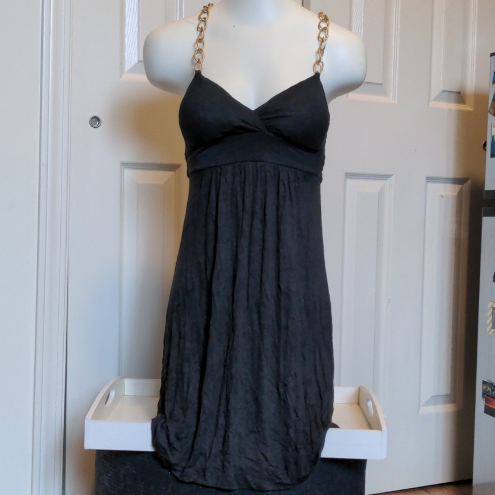 Black top with gold chain straps